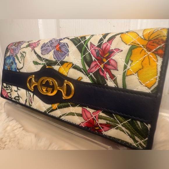GUCCI ZUMI FLORA CANVAS LEATHER LONG BIFOLD WALLET 8BE1524
. - Picture 6 of 16